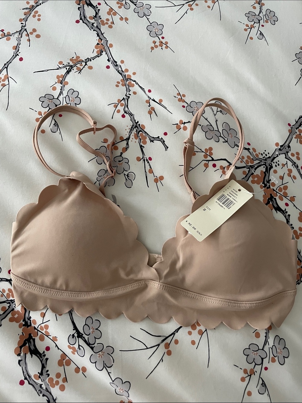 Anthropologie Scalloped Blush Bralette Size Small